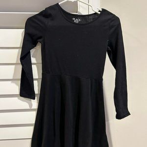 Girls Children's Place, Black, long sleeve, knee-length dress, size M (7/8)